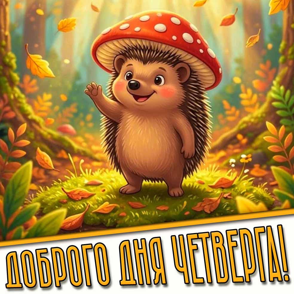 Доброго дня четверга! - прикольная осенняя открытка