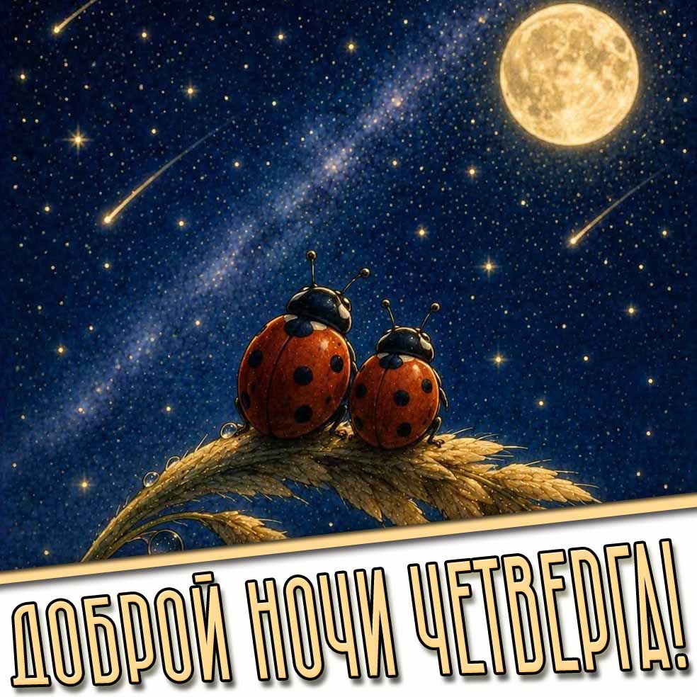 Доброй ночи четверга! - картинка с божьими коровками