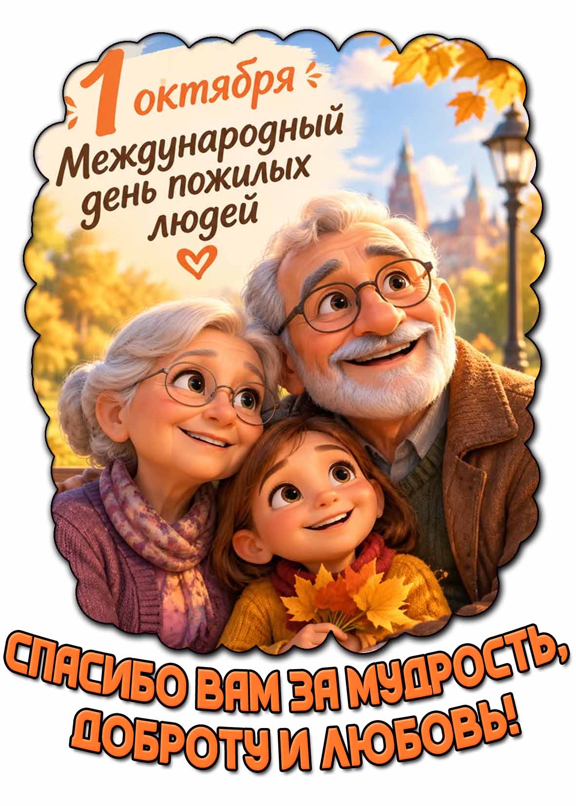 Картинка 1 октября - международный день пожилых людей! Спасибо вам за мудрость, доброту и любовь!