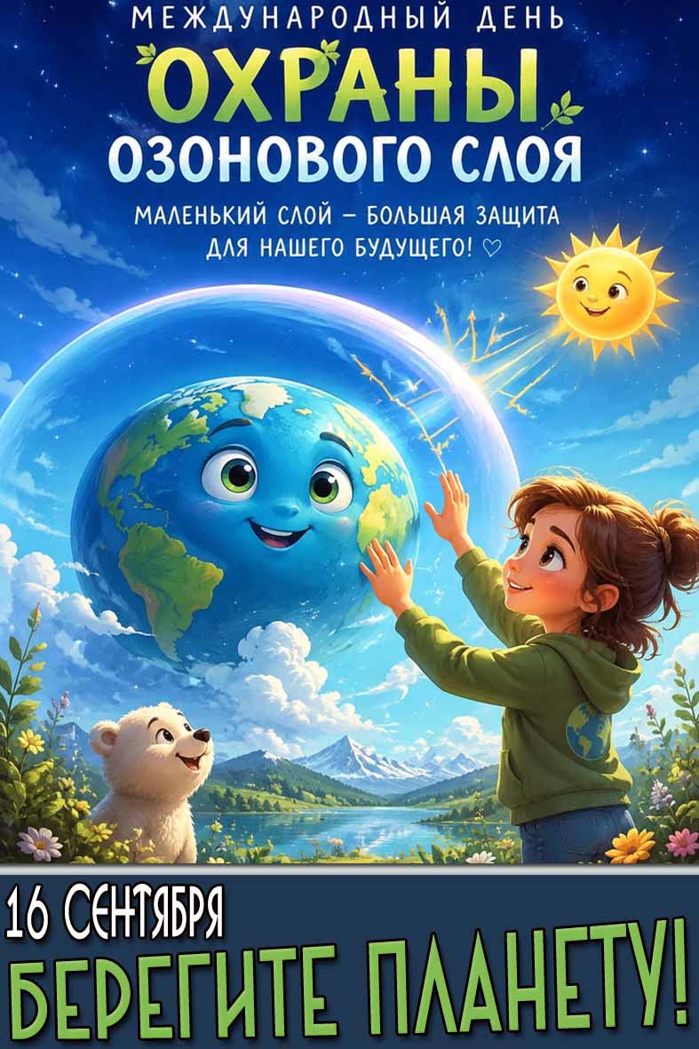 Картинка 16 сентября - Международный день охраны озонового слоя! Маленький слой - большая защита для нашего будущего! Берегите планету!