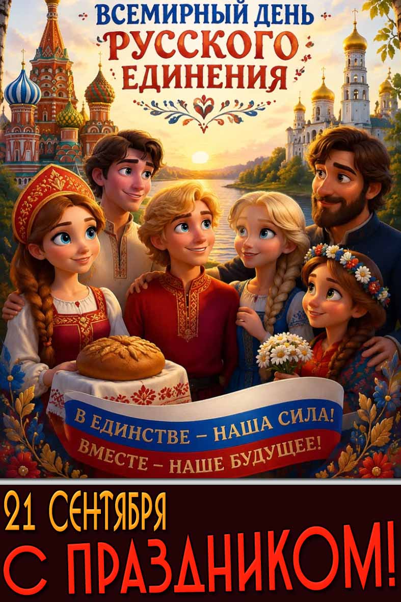 Картинка 21 сентября - Всемирный день русского единения! В единстве - наша сила! Вместе - наше будущее! С праздником!