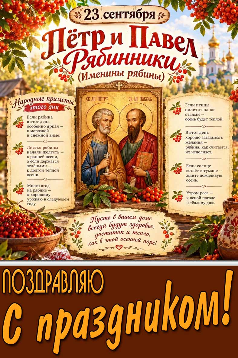 Картинка 23 сентября - Пётр и Павел Рябинники! (именины рябины) Поздравляю с праздником!