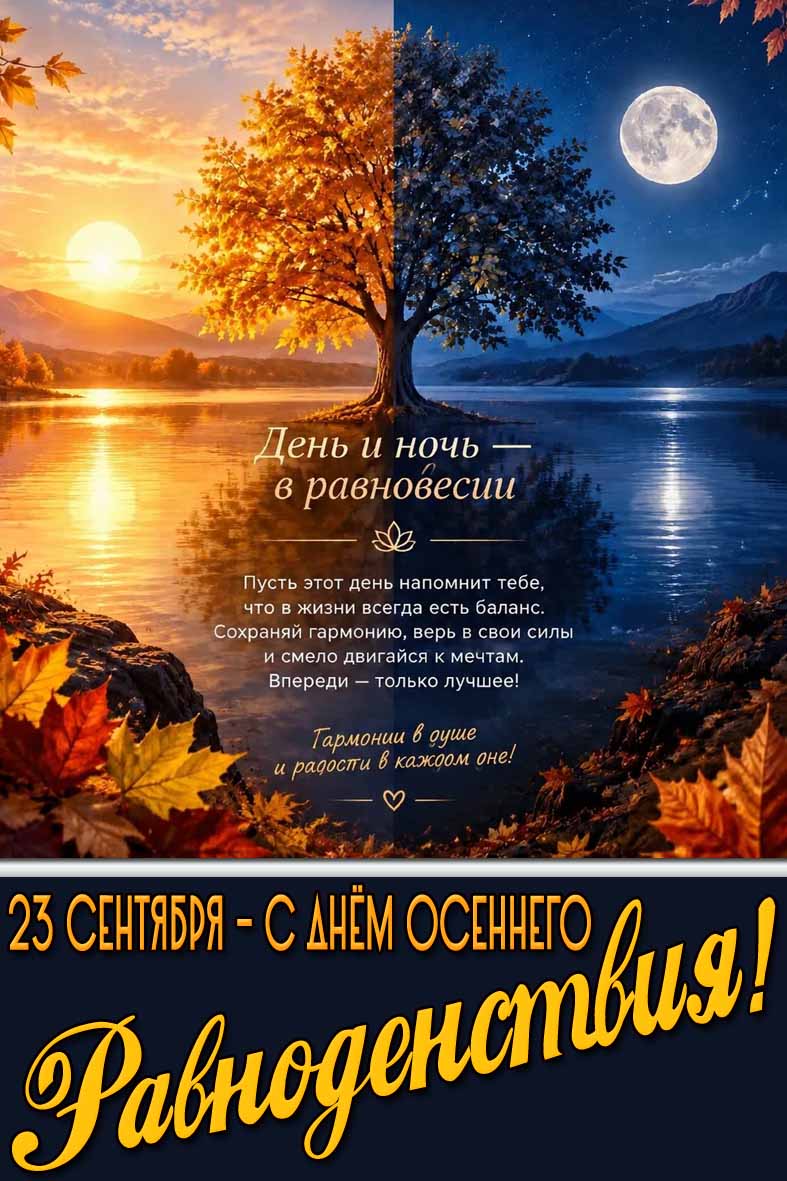 Картинка 23 сентября - с днём осеннего равноденствия! День и ночь - в равновесии!