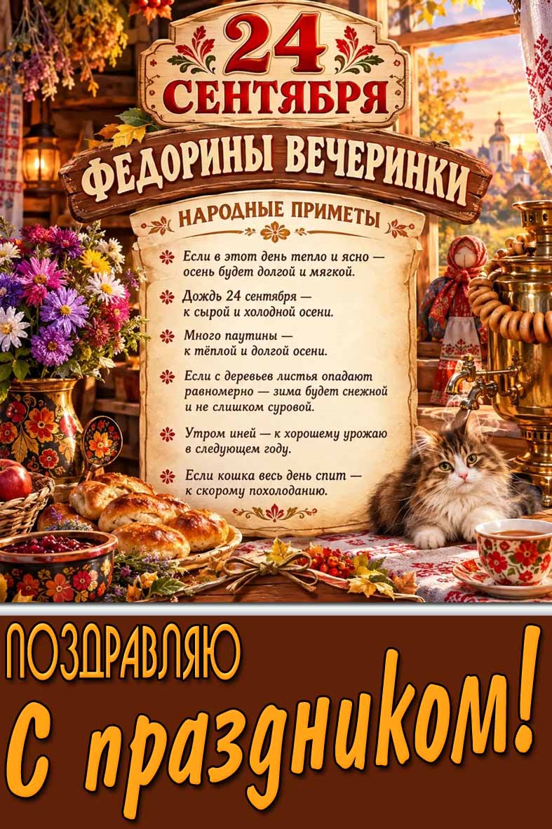 Картинка 24 сентября Федорины вечеринки! Поздравляю с праздником!