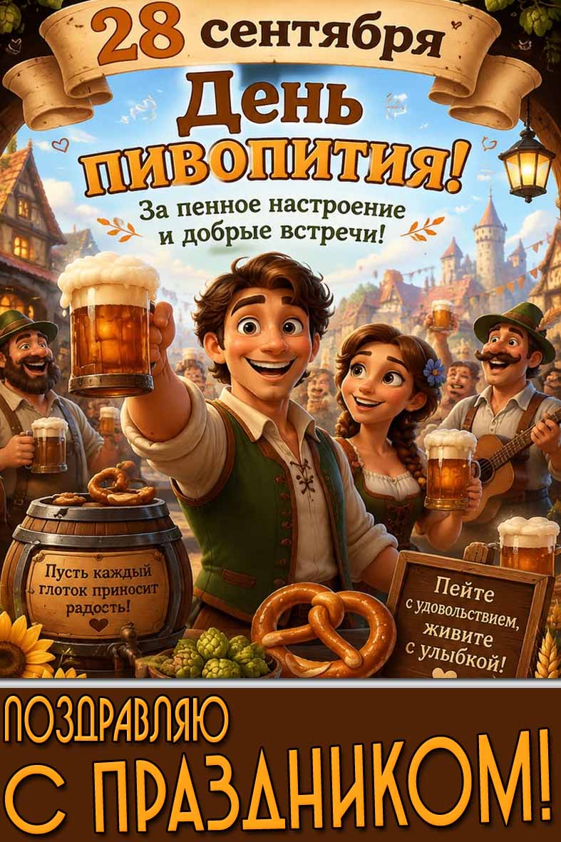 Картинка 28 сентября - день пивопития! За пенное настроение и добрые встречи! Поздравляю с праздником!