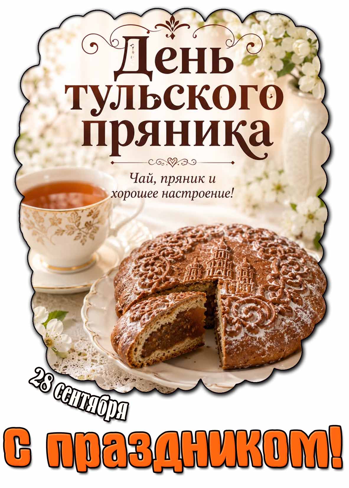 Картинка 28 сентября - день тульского пряника! Чай, пряник и хорошее настроение! С праздником!