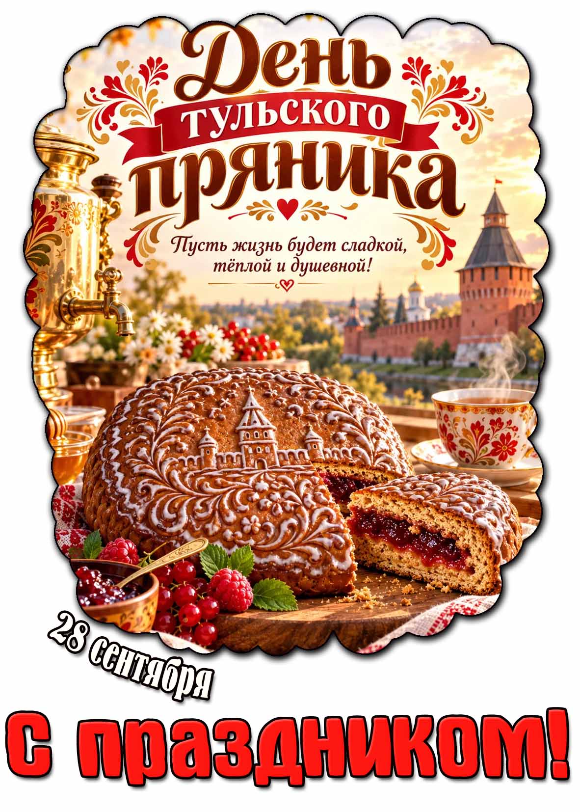 Картинка 28 сентября - день тульского пряника! Пусть жизнь будет сладкой, тёплой и душевной! С праздником!