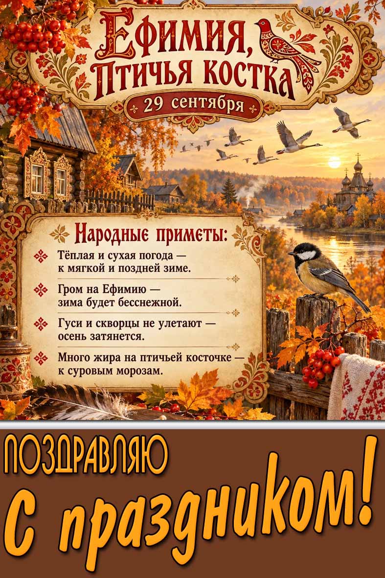 Картинка 29 сентября - Ефимия, Птичья косточка! Поздравляю с праздником!