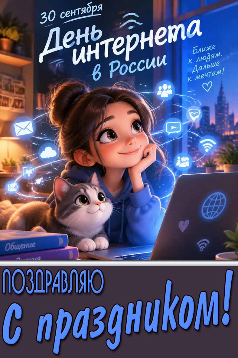 Картинка 30 сентября - день интернета в России! Ближе к людям, дальше к мечтам! Поздравляю с праздником!