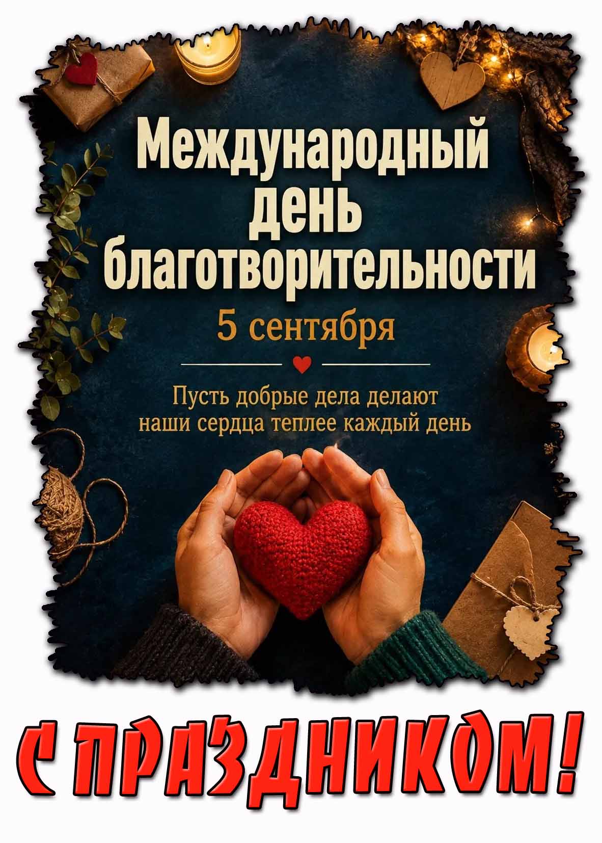 Картинка 5 сентября - международный день благотворительности! Пусть добрые дела делают наши сердца теплее каждый день! С праздником!