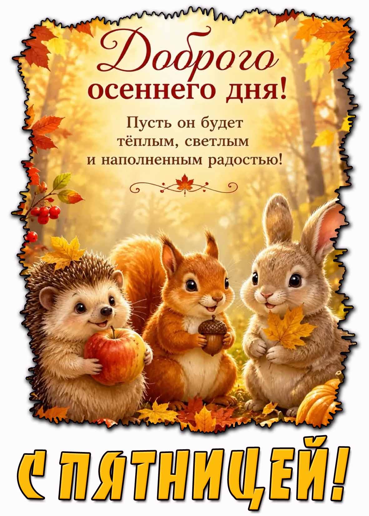 Картинка "Доброго осеннего дня! Пусть он будет тёплым, светлым и наполненным радостью! С пятницей!"