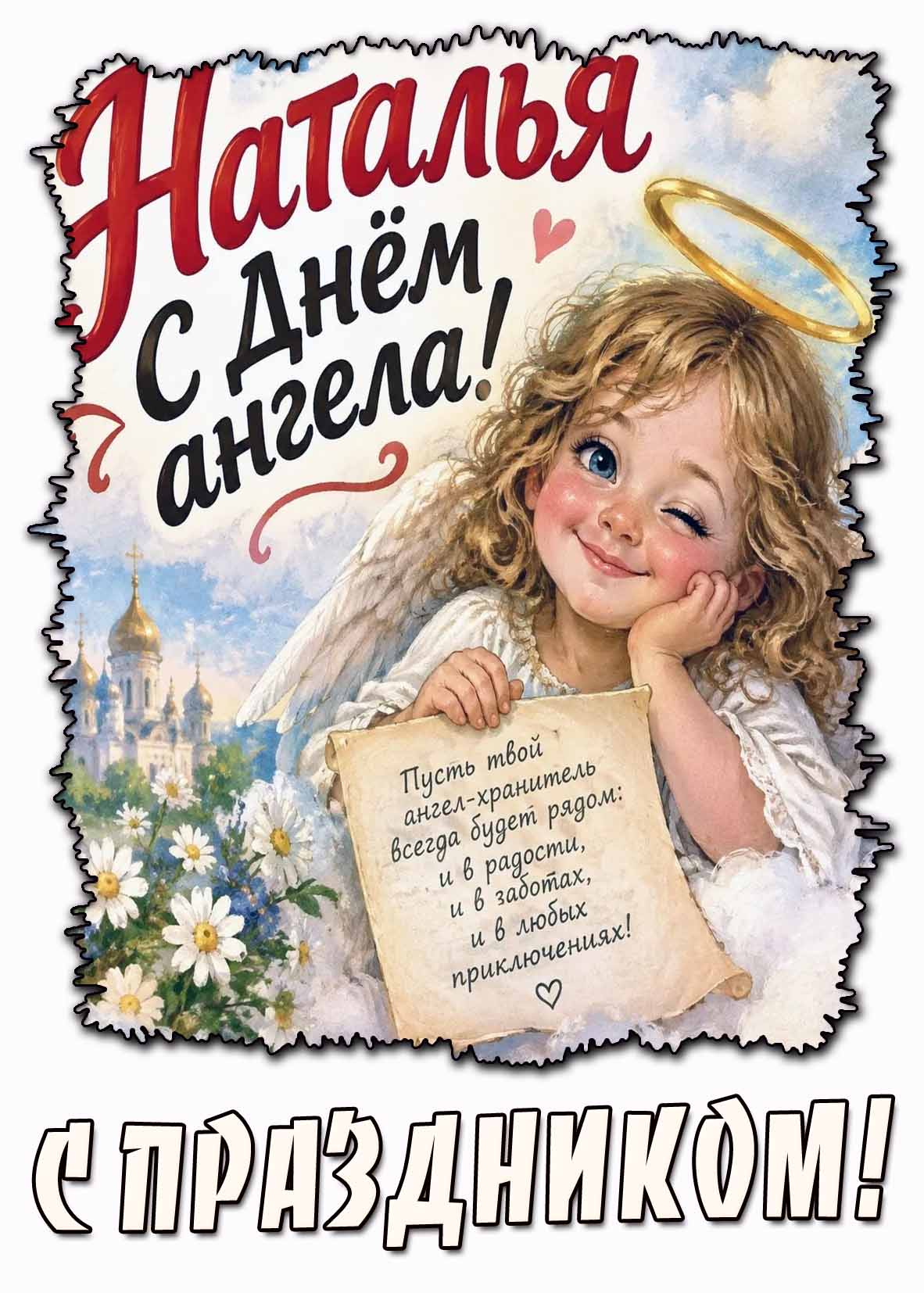 Картинка с пожеланиями "Наталья с днём ангела! С праздником!"