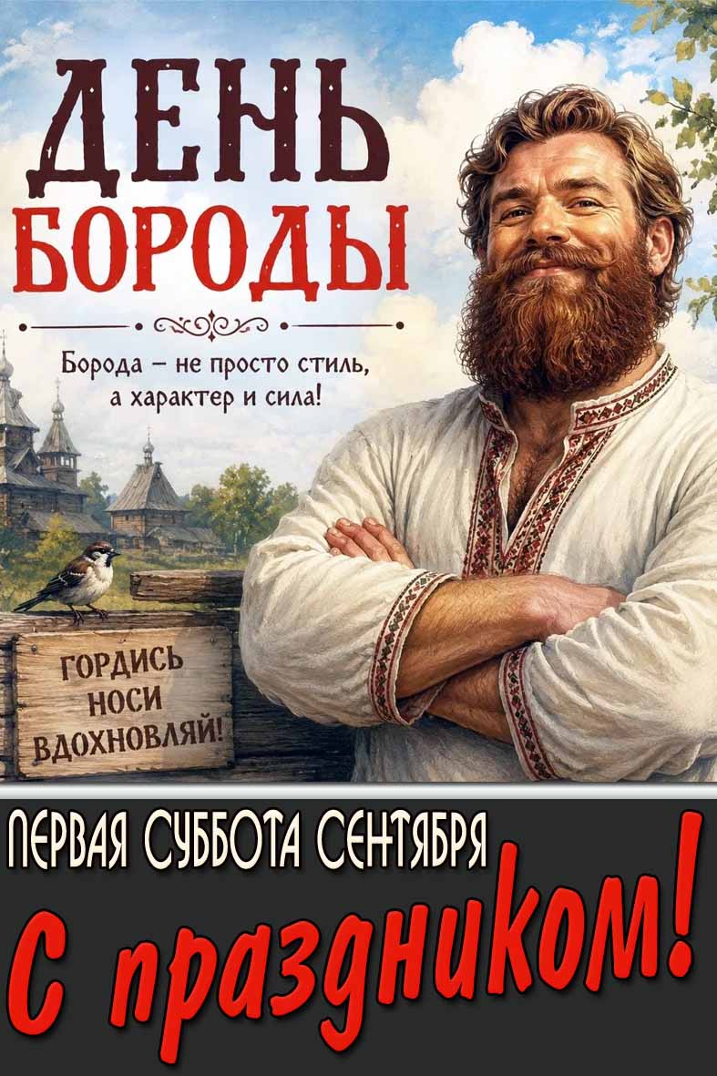 Картинка Первая суббота сентября - день бороды! Гордись! Носи! Вдохновляй! С праздником!