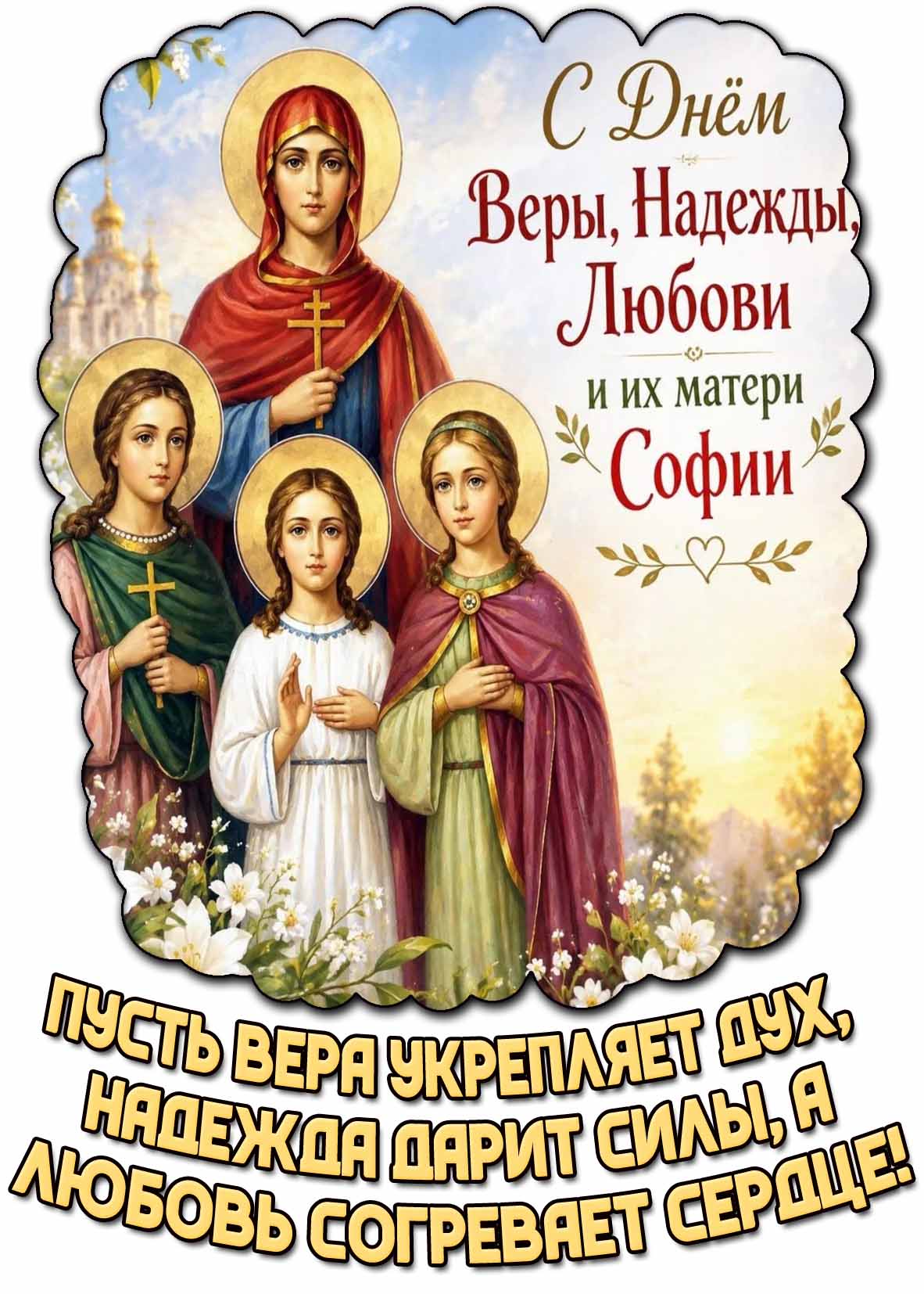 Картинка "С днём Веры, Надежды, Любови и их матери Софии! Пусть вера укрепляет дух, надежда дарит силы, а любовь согревает сердце!"