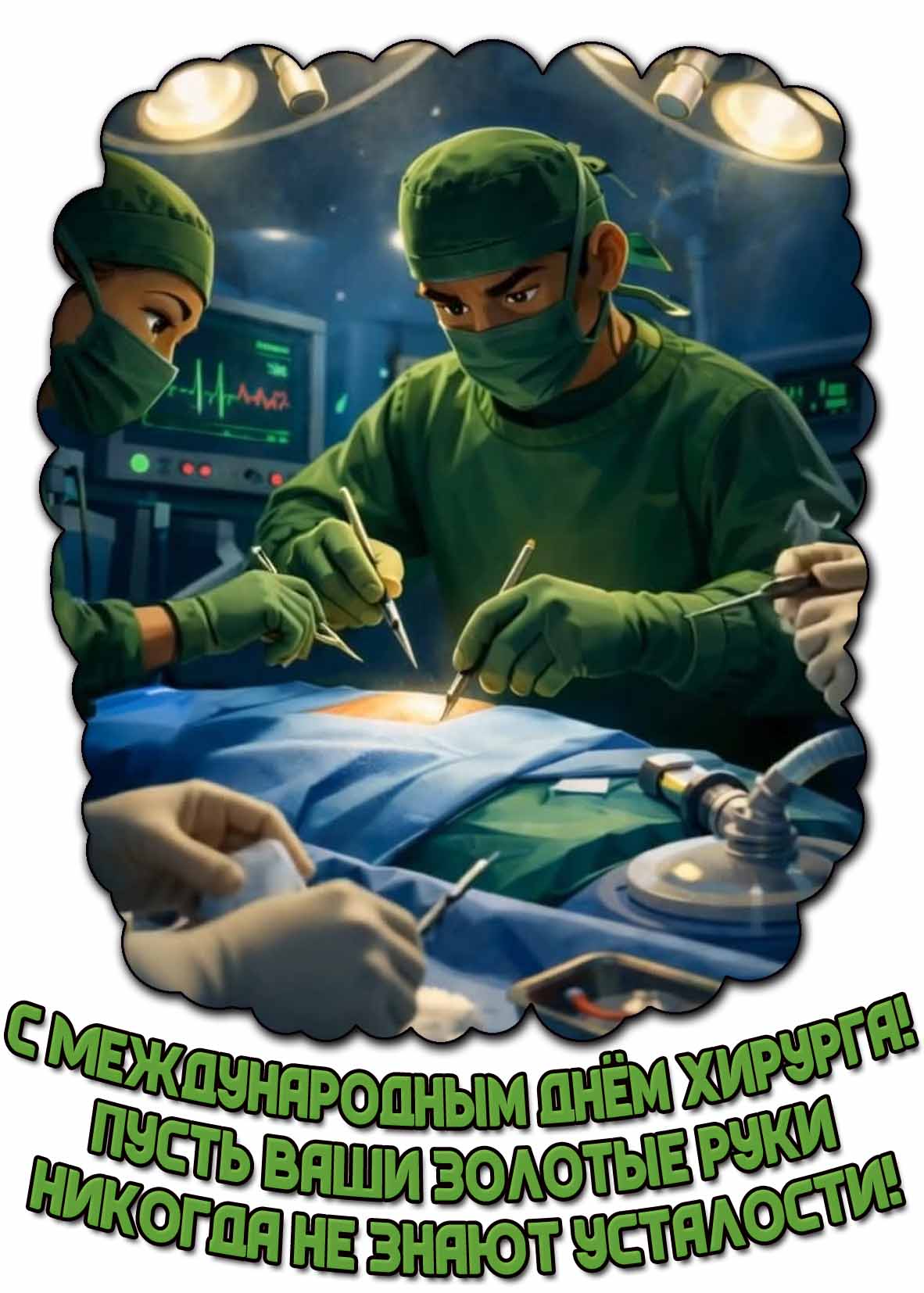 Картинка "С Международным днём хирурга! Пусть ваши золотые руки никогда не знают усталости!"