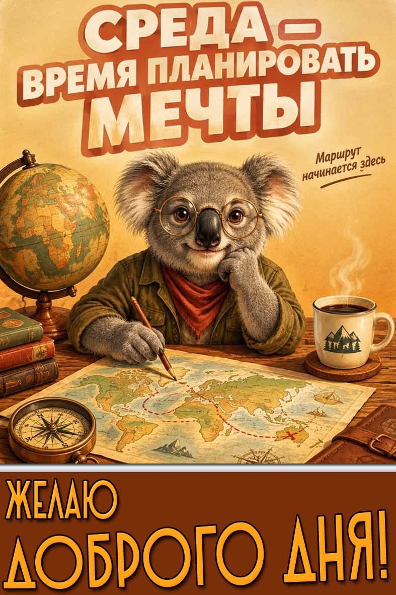 Картинка "Среда - время планировать мечты! Желаю доброго дня!"