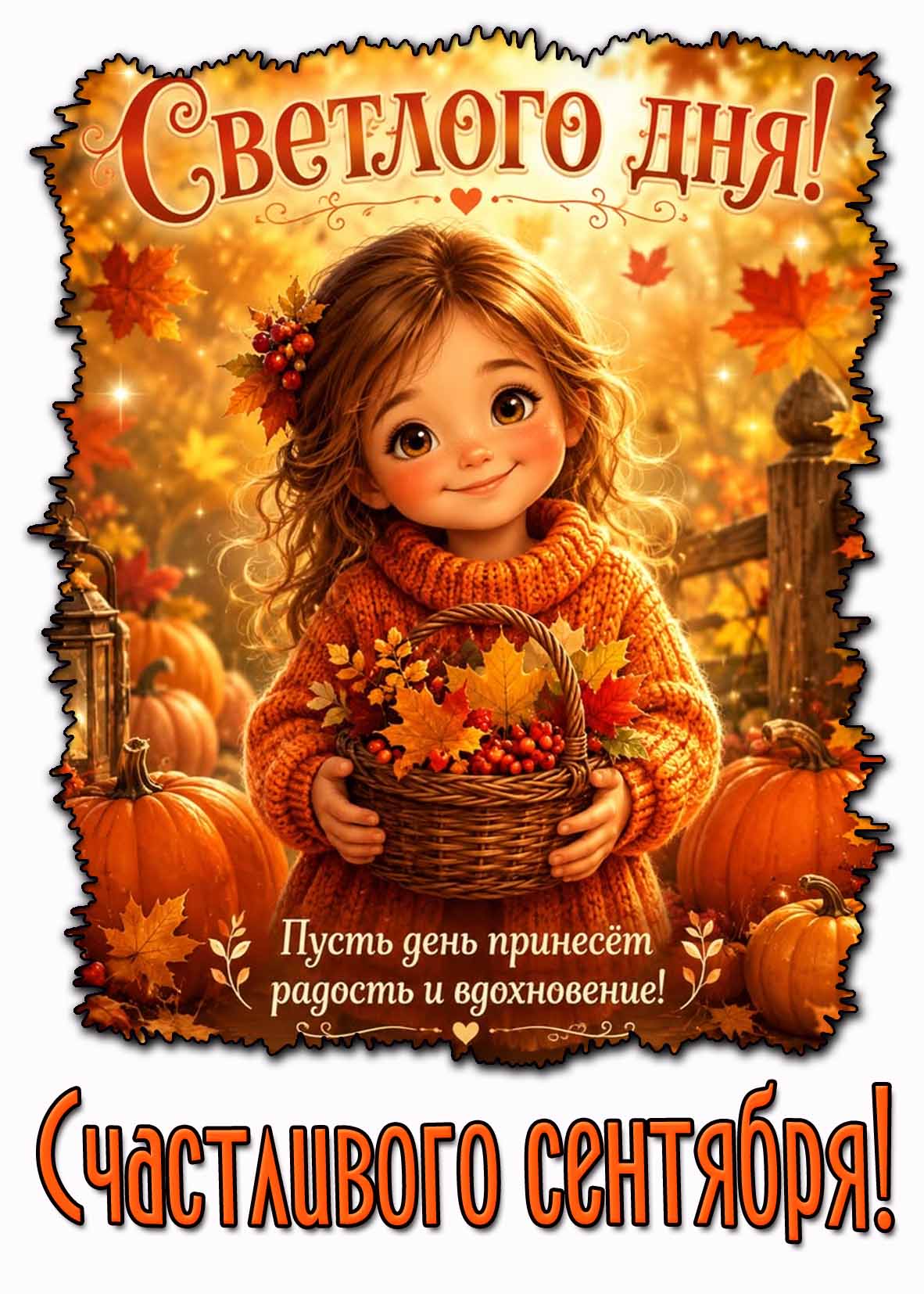 Картинка "Светлого дня! Счастливого сентября! Пусть день принесёт радость и вдохновение!"