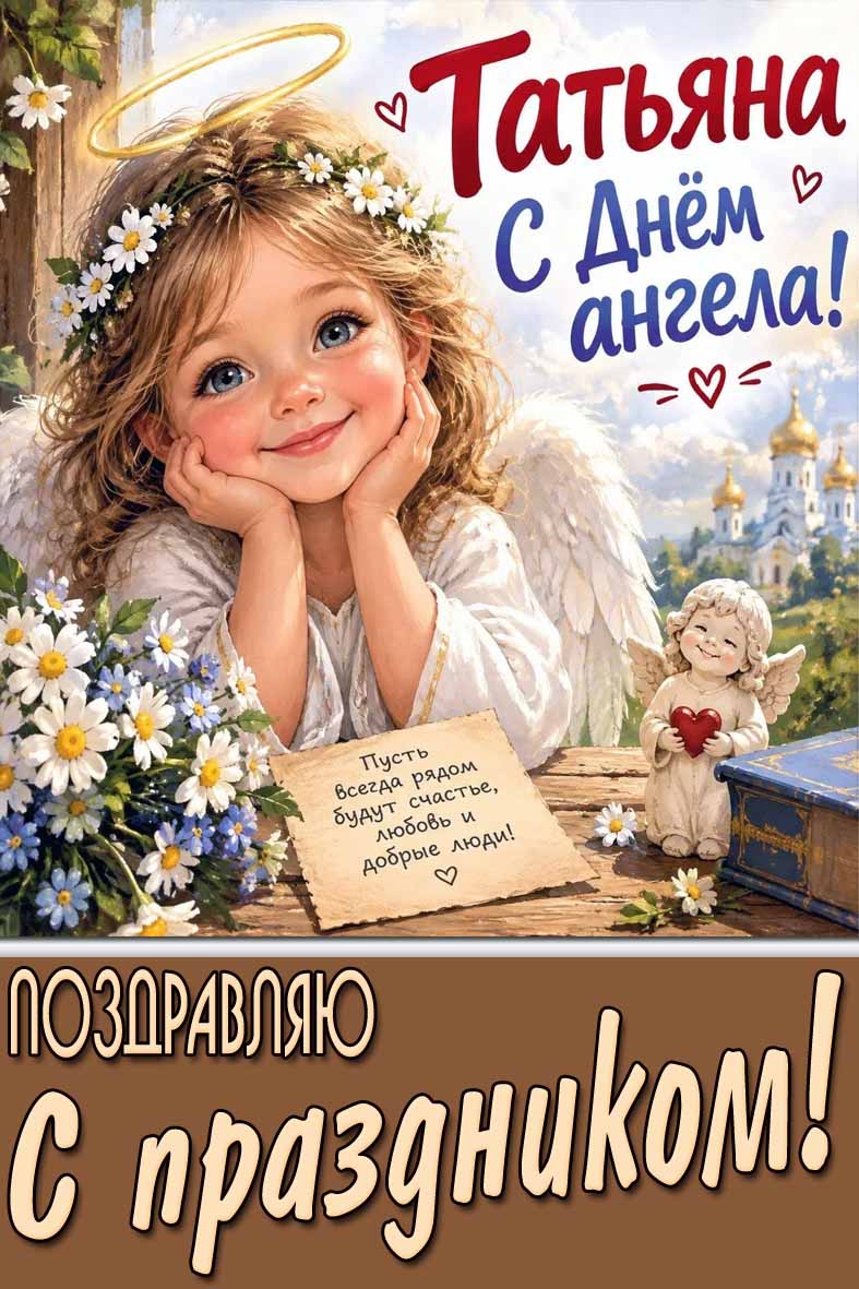 Картинка "Татьяна, с днём ангела! Пусть всегда рядом будут счастье, любовь и добрые люди! Поздравляю с праздником!"
