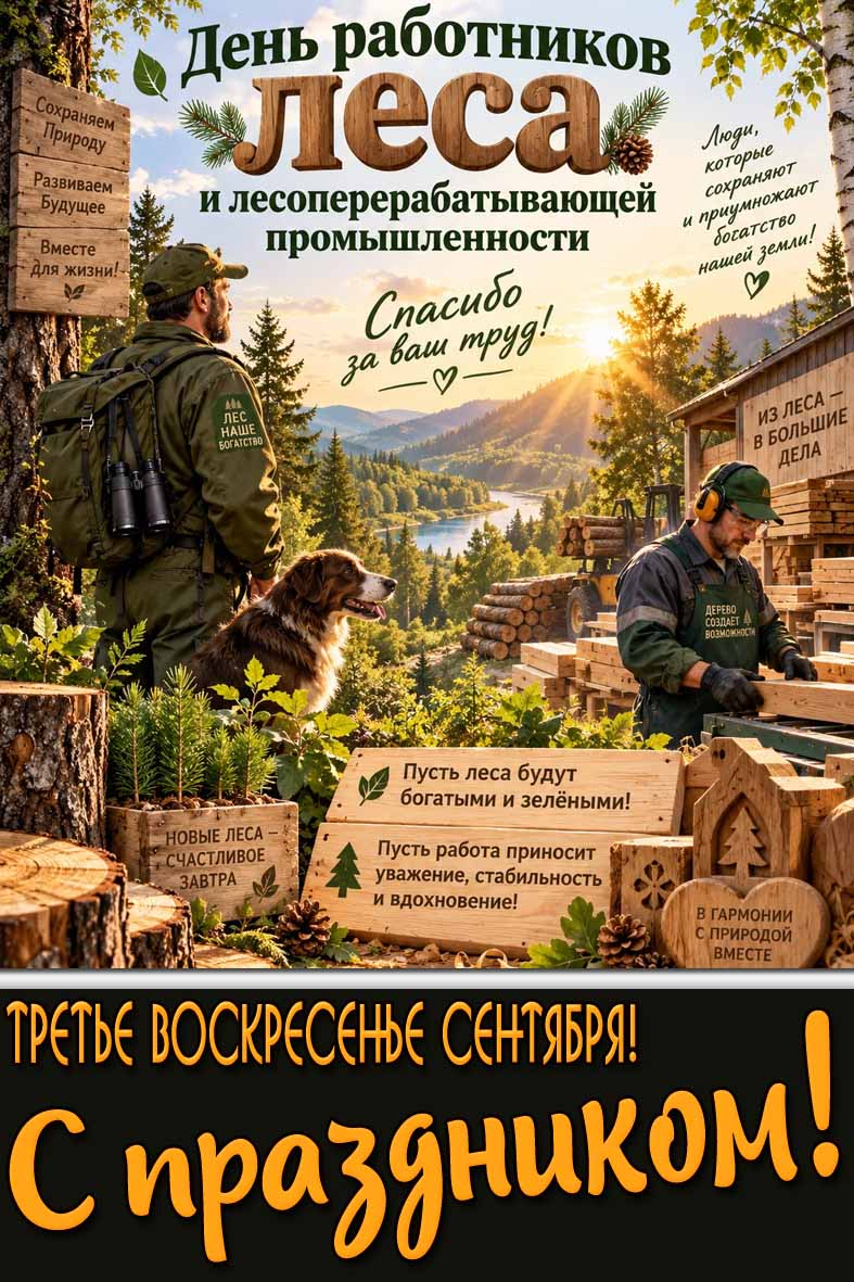 Картинка "Третье воскресенье сентября! День работников леса и лесоперерабатывающей промышленности! С праздником!"