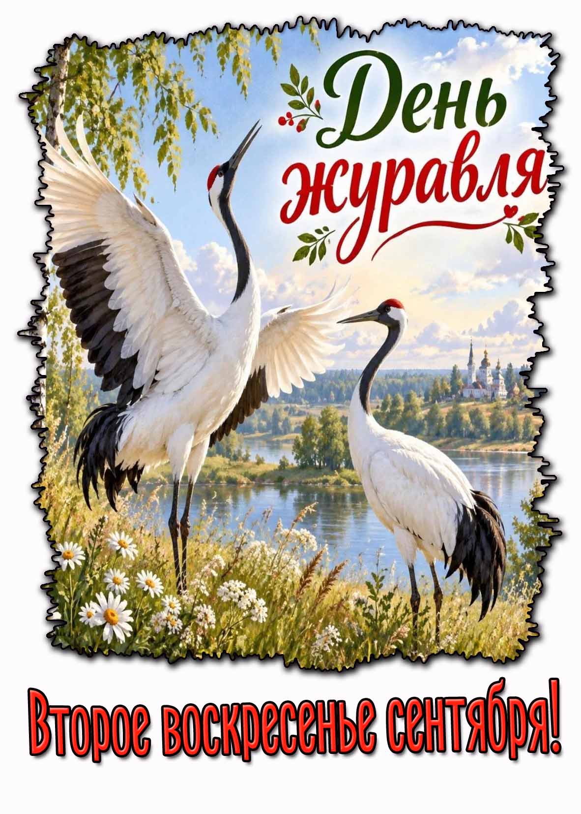 Картинка "Второе воскресенье сентября! День журавля!"