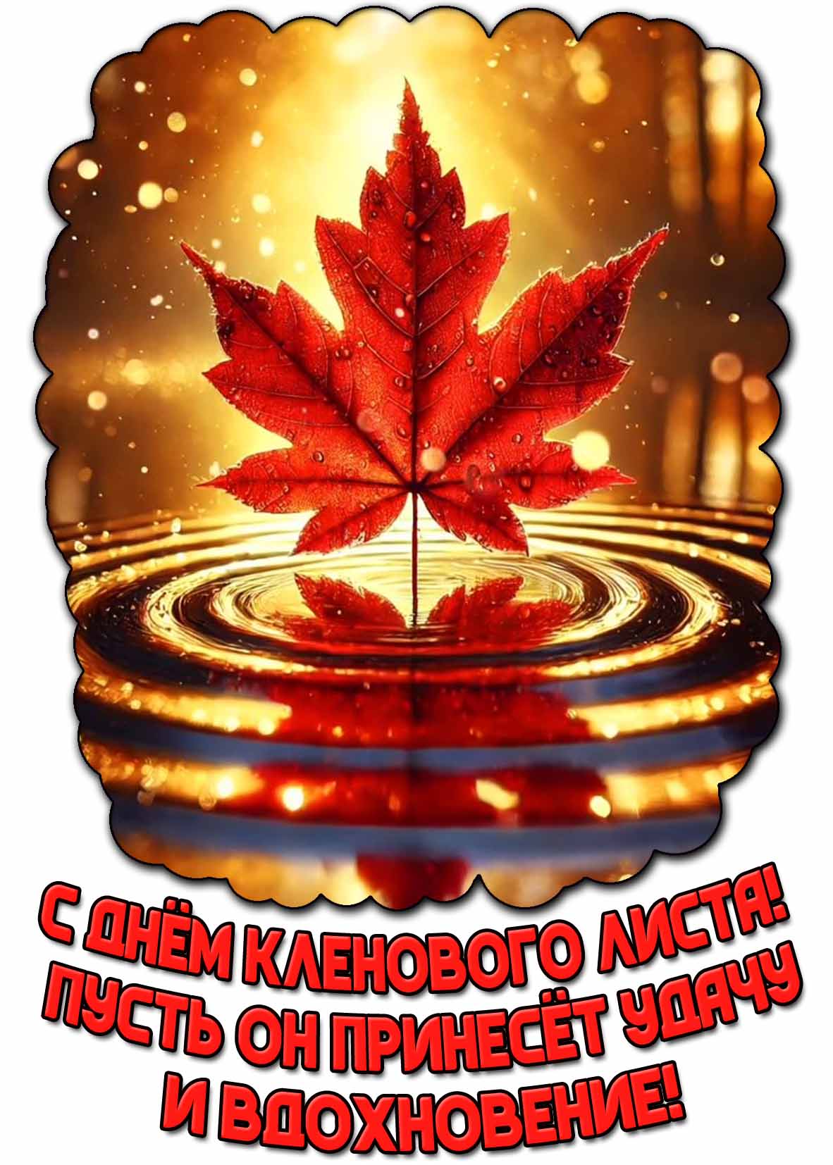 Красивая картинка "С днём кленового листа! Пусть он принесёт удачу и вдохновение!"