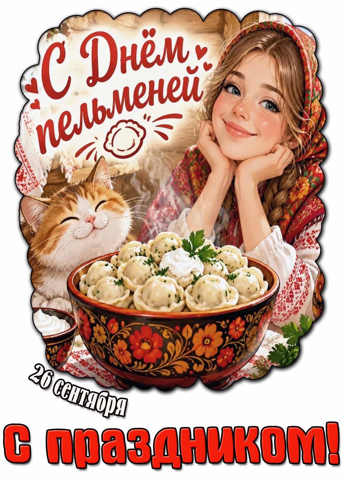 Красивая картинка 26 сентября - с днём пельменей! С праздником!