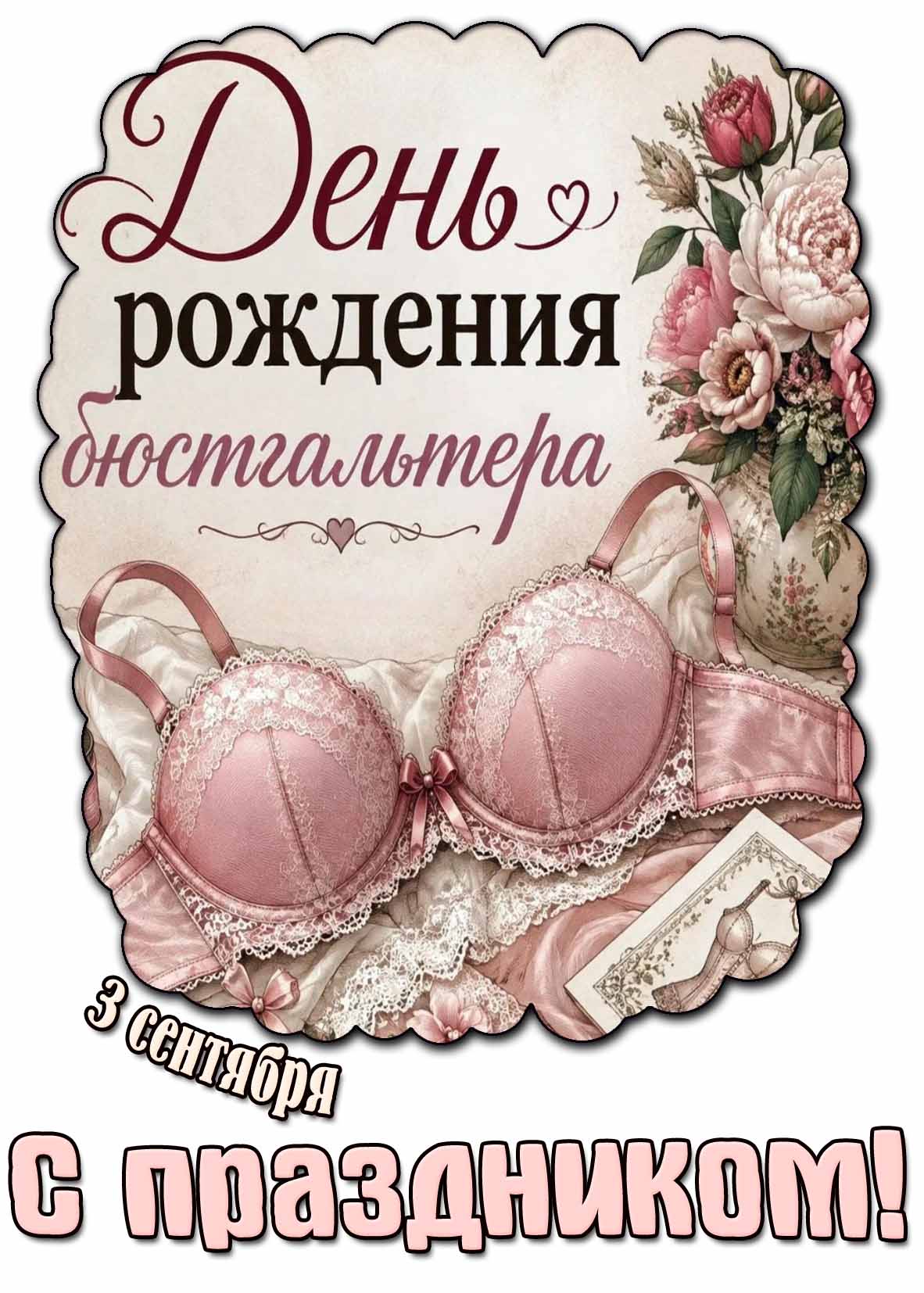 Красивая картинка 3 сентября - день рождения бюстгальтера! С праздником!
