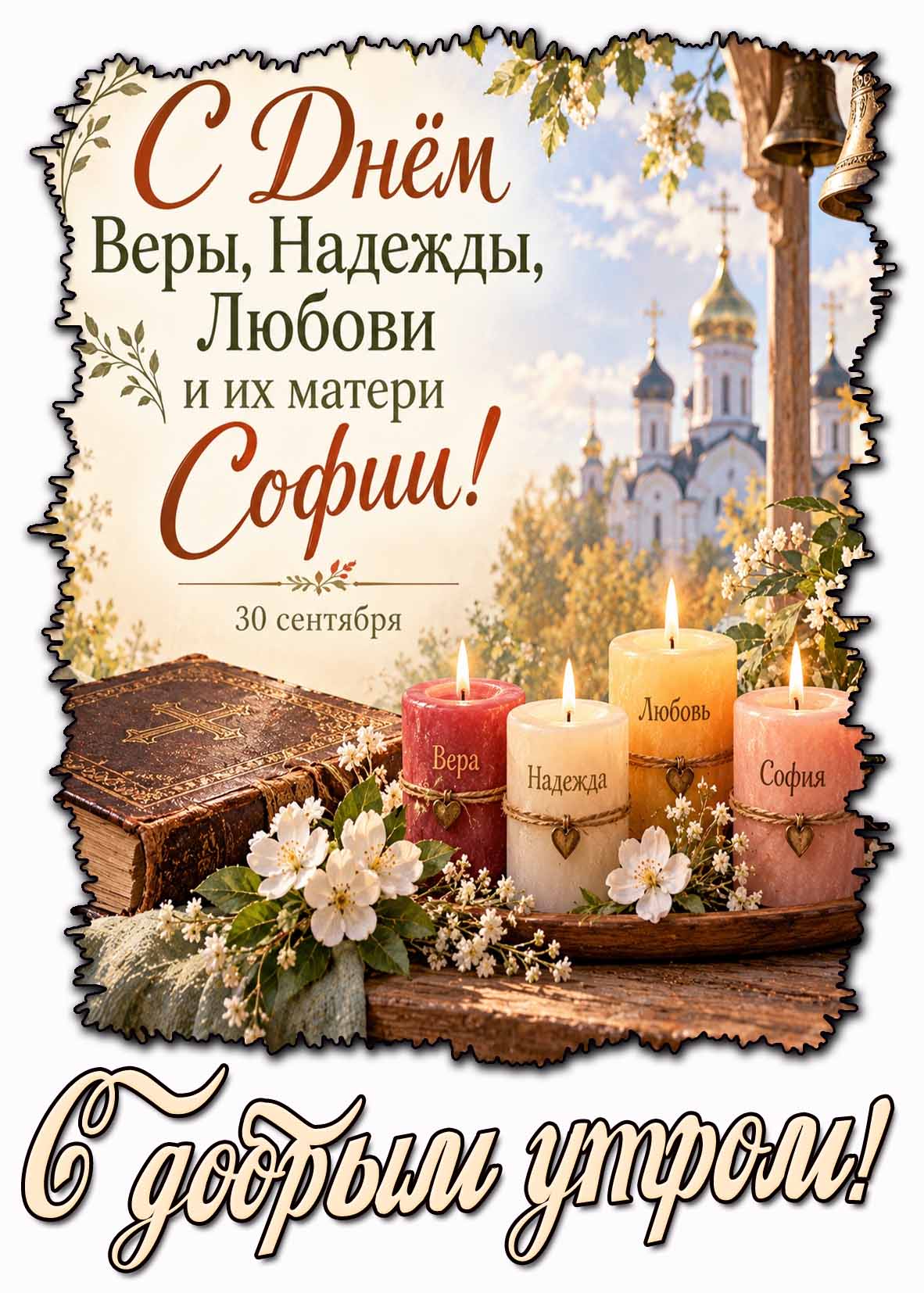 Красивая картинка 30 сентября - с добрым утром! С днём Веры, Надежды, Любови и их матери Софии!