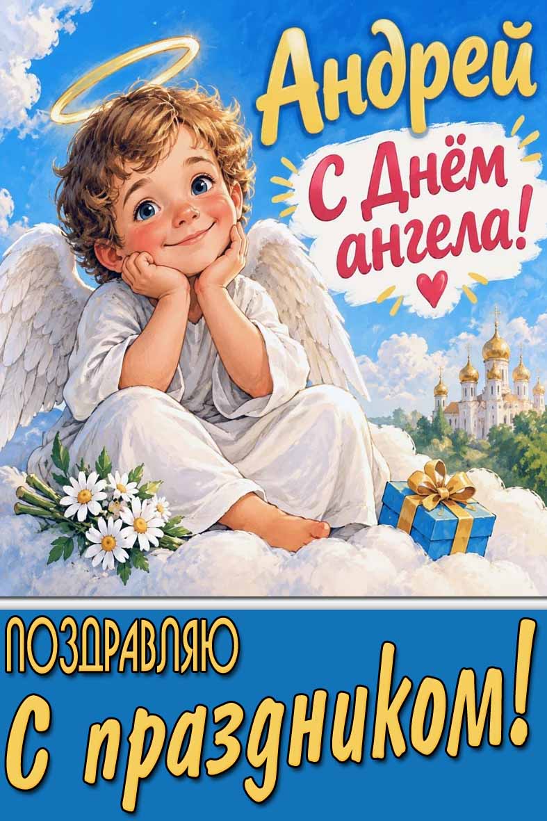 Красивая картинка "Андрей, с днём ангела! Поздравляю с праздником!"