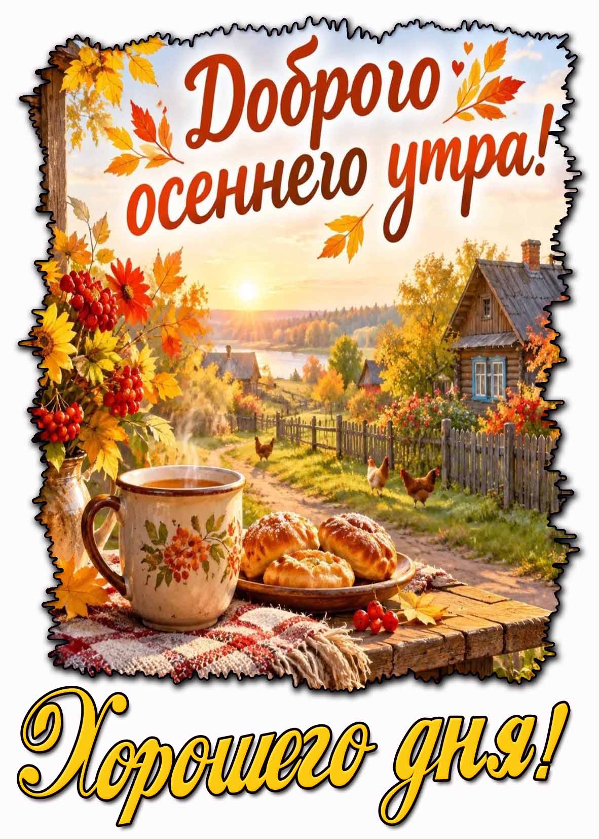 Красивая картинка "Доброго осеннего утра! Хорошего дня!"