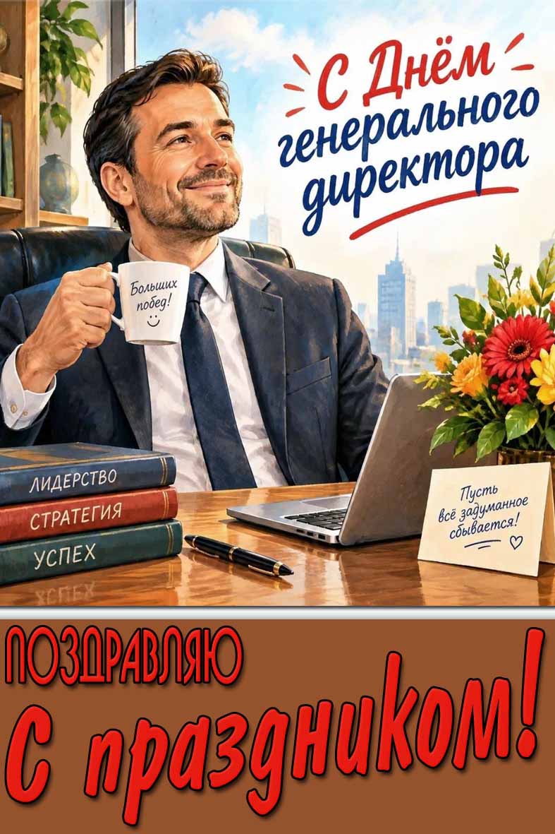 Красивая картинка "С днём генерального директора! Больших побед! Пусть всё задуманное сбывается! Поздравляю с праздником!"