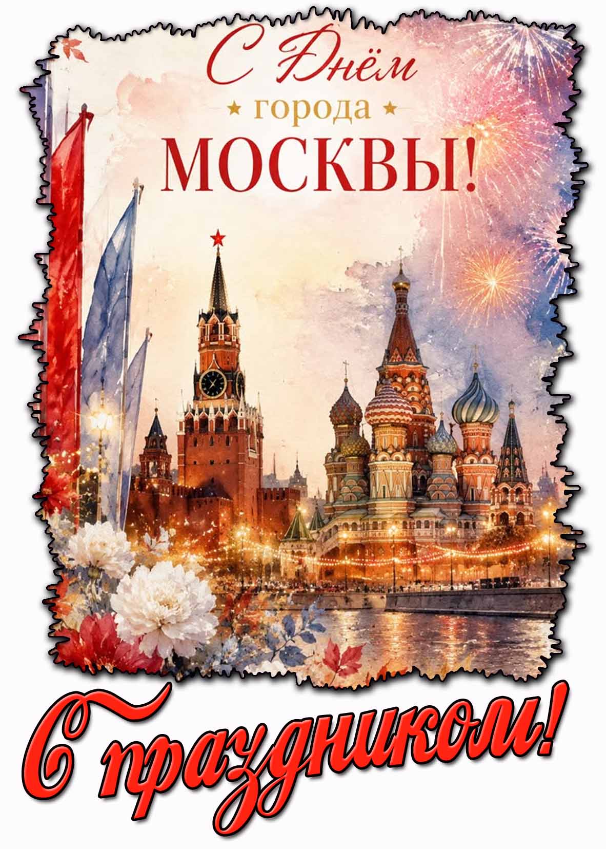 Красивая картинка "С днём города Москвы! С праздником!"