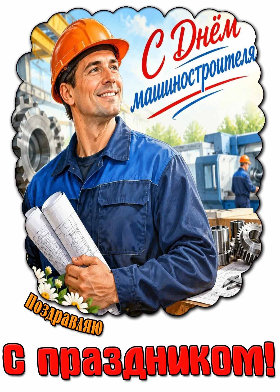 Красивая картинка "С днём машиностроителя! Поздравляю с праздником!"