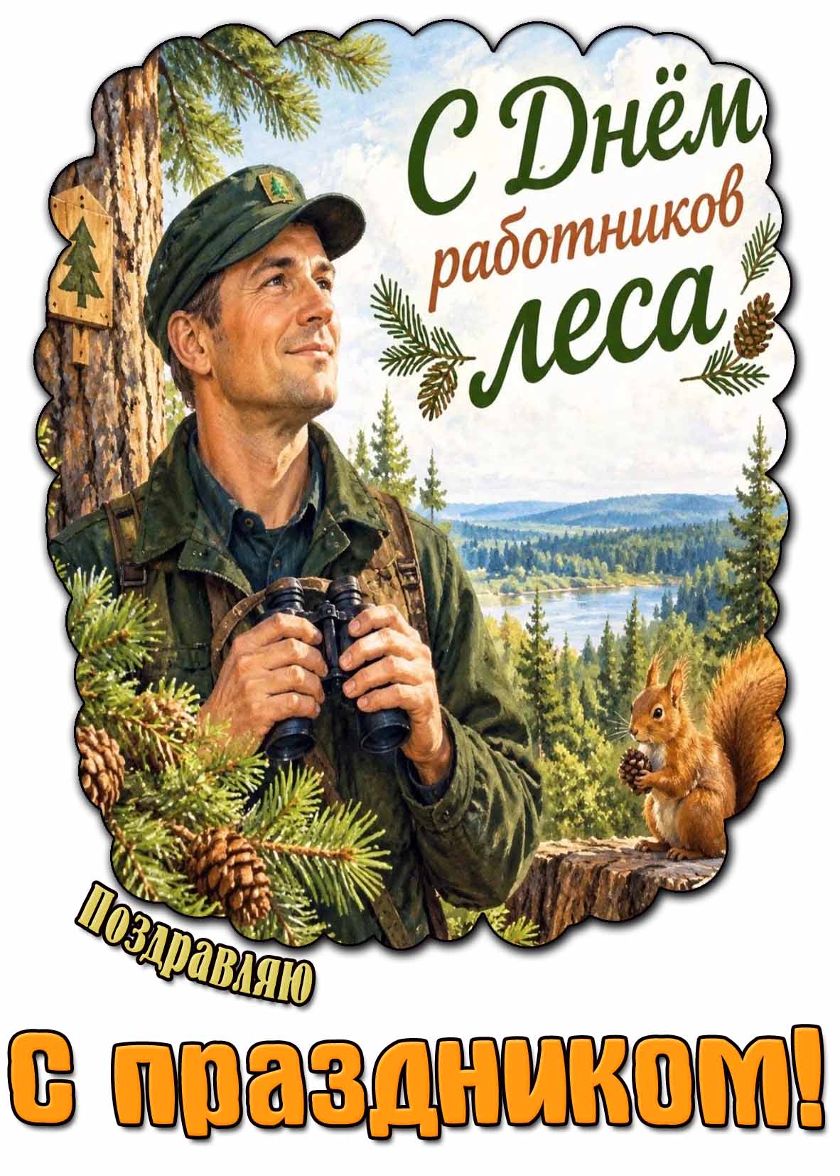 Красивая картинка "С днём работников леса! Поздравляю с праздником!"