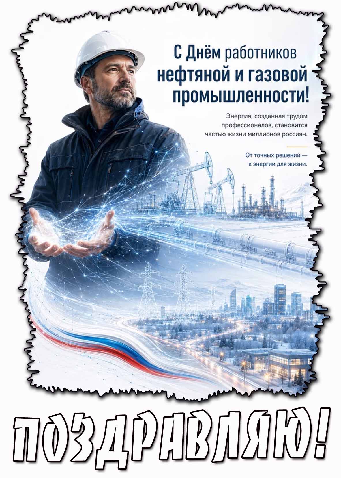Красивая картинка "С днём работников нефтяной и газовой промышленности! Поздравляю!"
