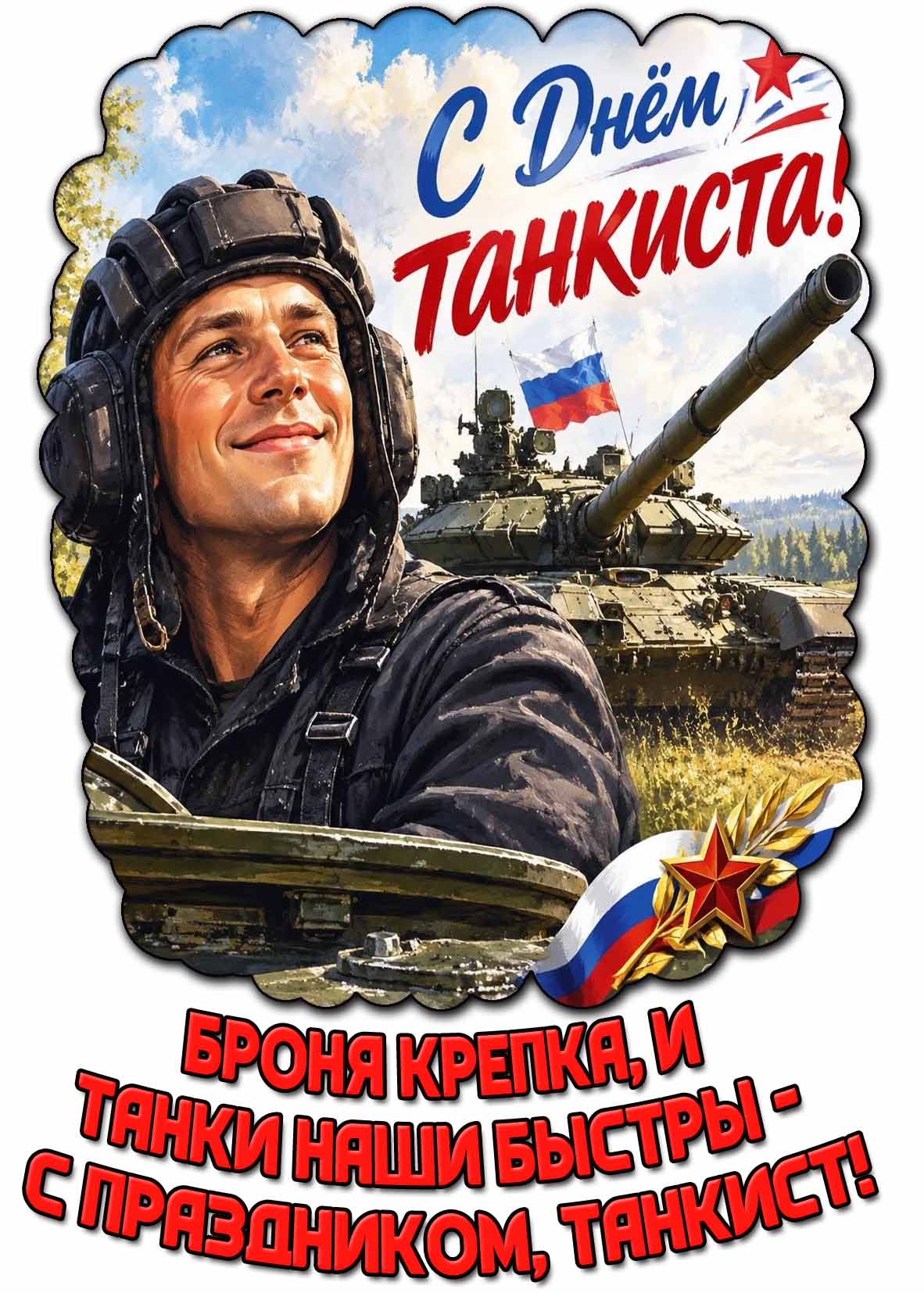 Красивая картинка "С днём танкиста! Броня крепка, и танки наши быстры - с праздником, танкист!"