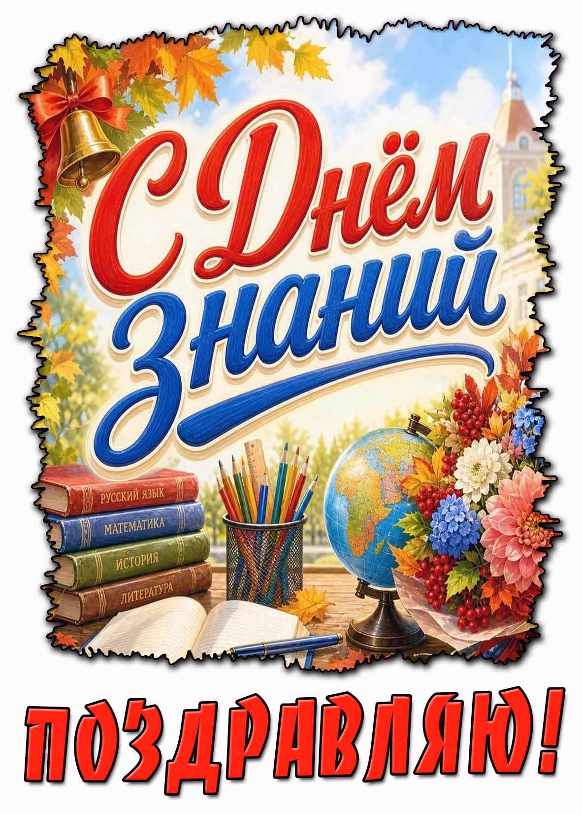 Красивая картинка "С днём знаний! Поздравляю!"