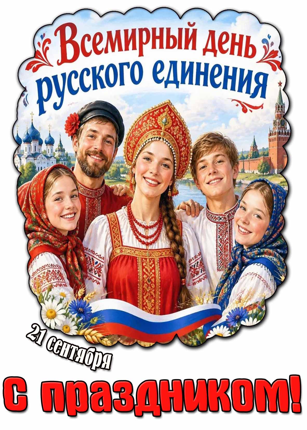 Красивая открытка 21 сентября - Всемирный день русского единения! С праздником!
