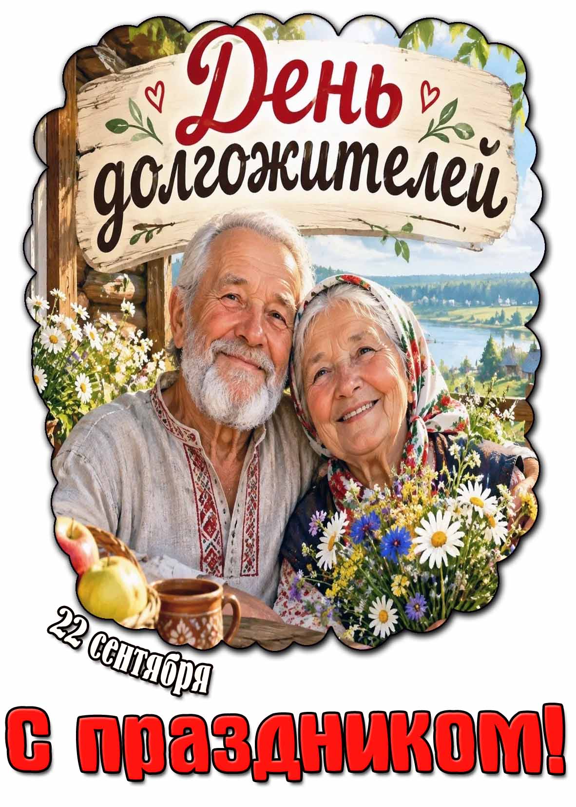 Красивая открытка 22 сентября - день долгожителей! С праздником!