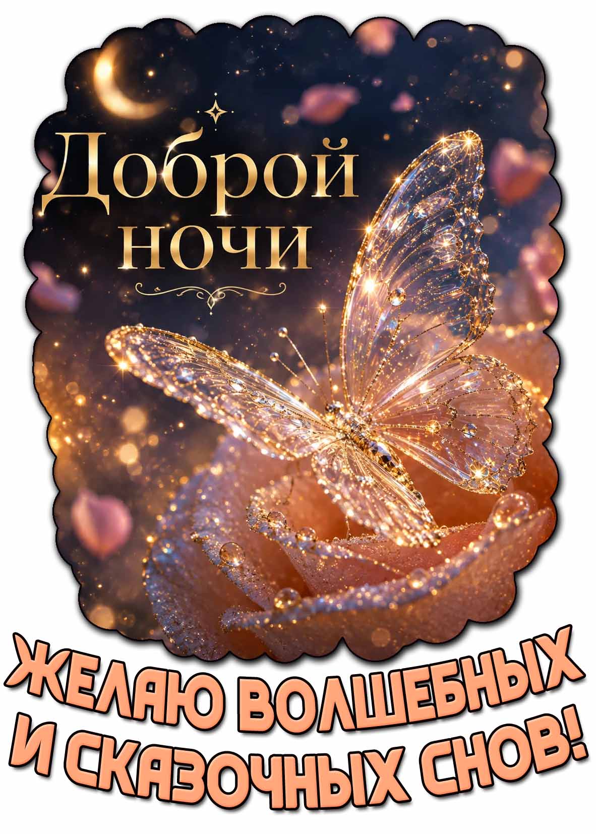 Красивая открытка "Доброй ночи! Желаю волшебных и сказочных снов!"