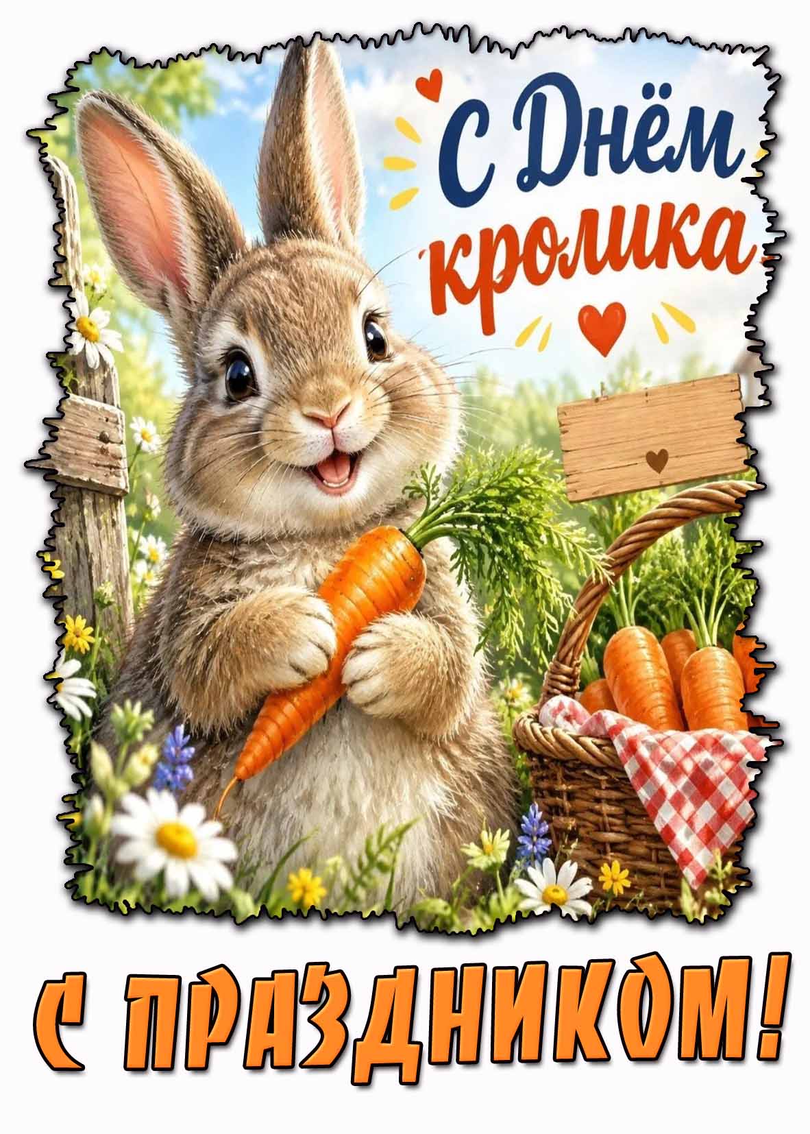 Красивая открытка "С днём кролика! С праздником!"