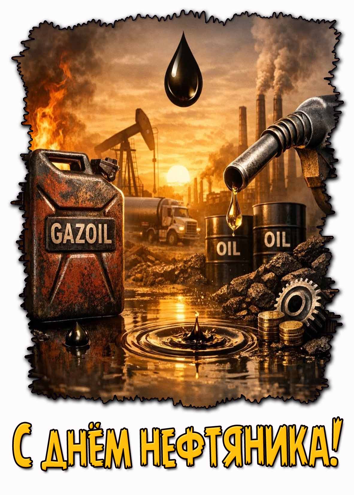 Красивая открытка с днём нефтяника