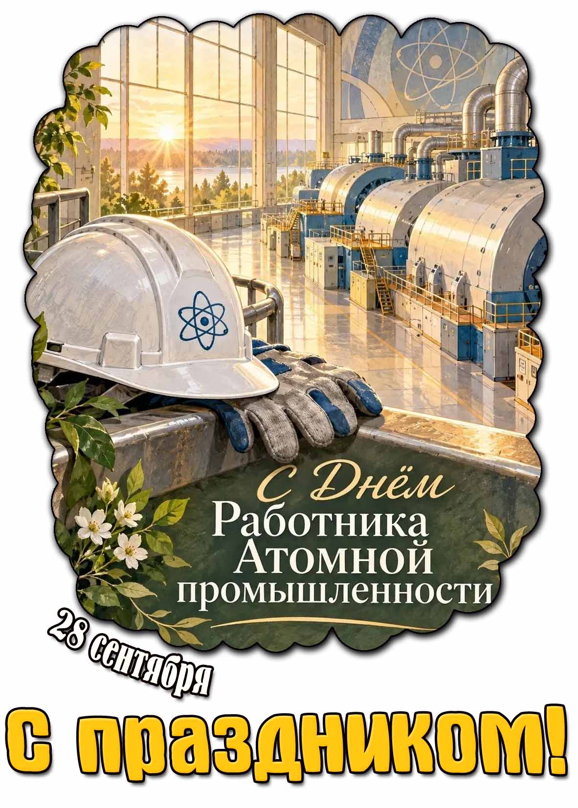 Красивая открытка "С днём работника атомной промышленности! С праздником!" - 28 сентября