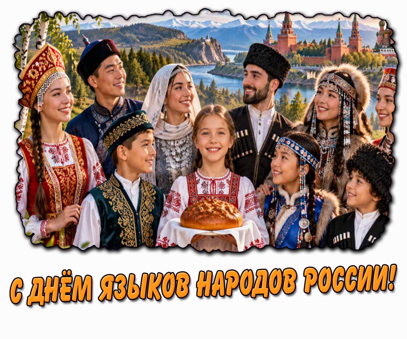 Красивая открытка с днём языков народов России