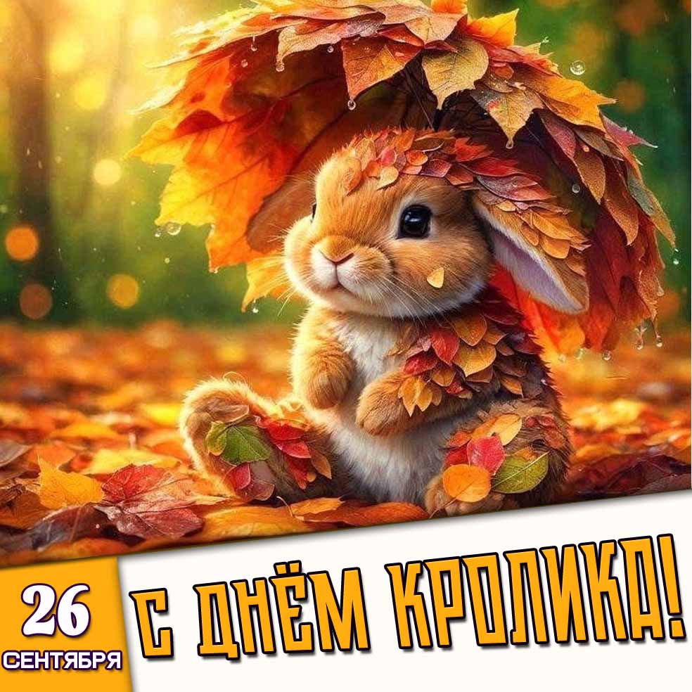 Красивая осенняя картинка 26 сентября - с днём кролика!