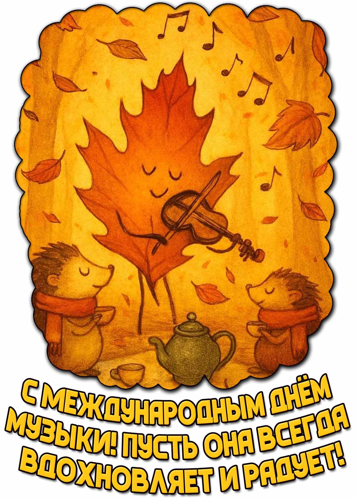 Прикольная открытка "С Международным днём музыки! Пусть она всегда вдохновляет и радует!"