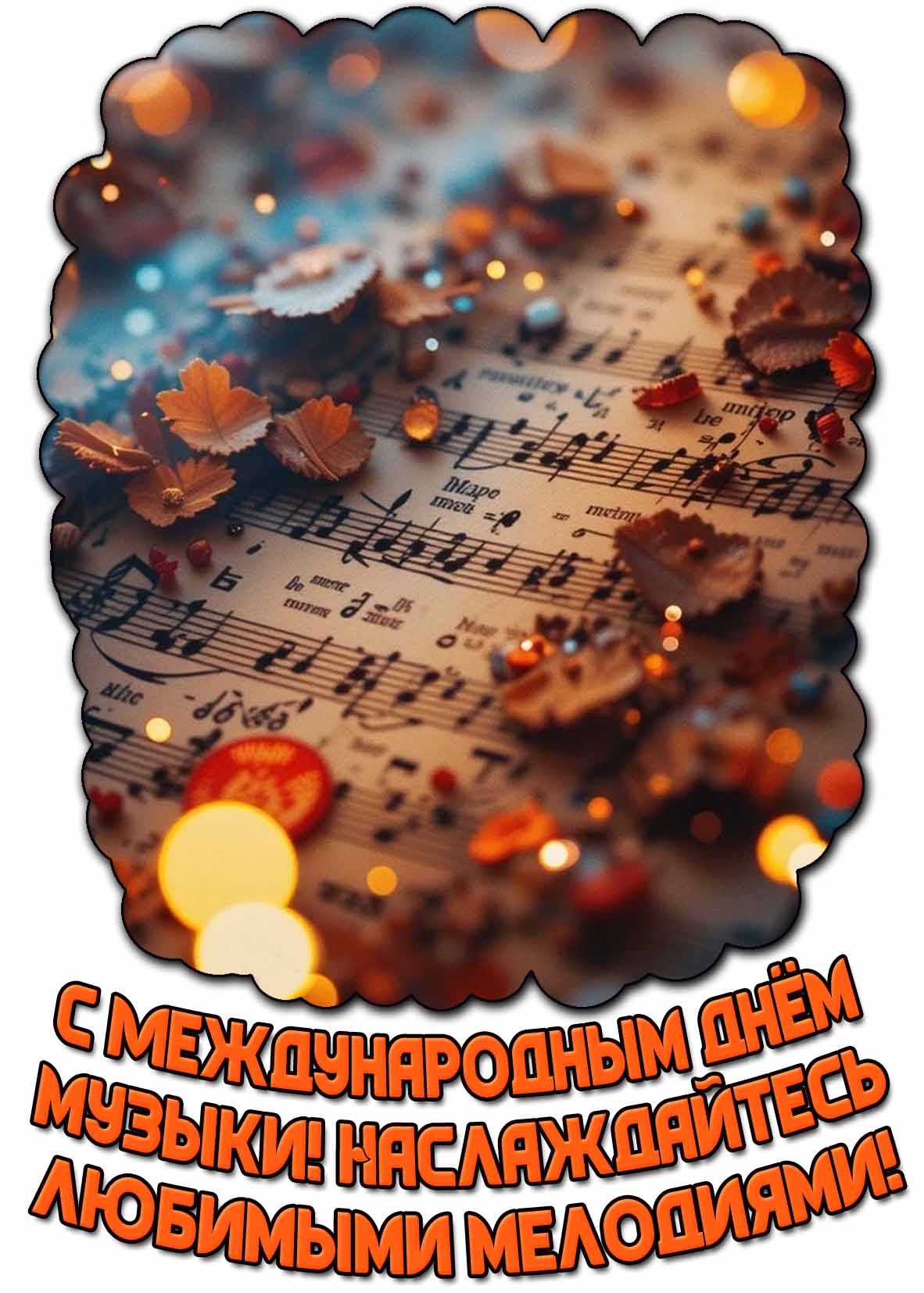 Открытка "С Международным днём музыки! Наслаждайтесь любимыми мелодиями!"