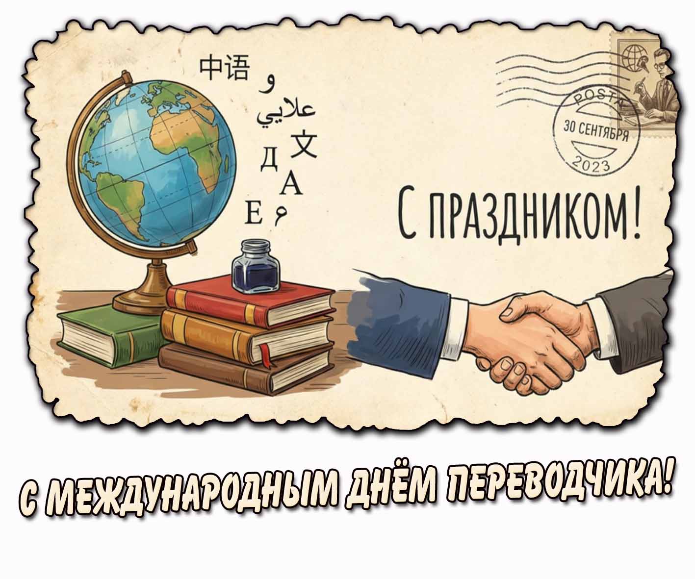 Открытка "С Международным днём переводчика! С праздником!"