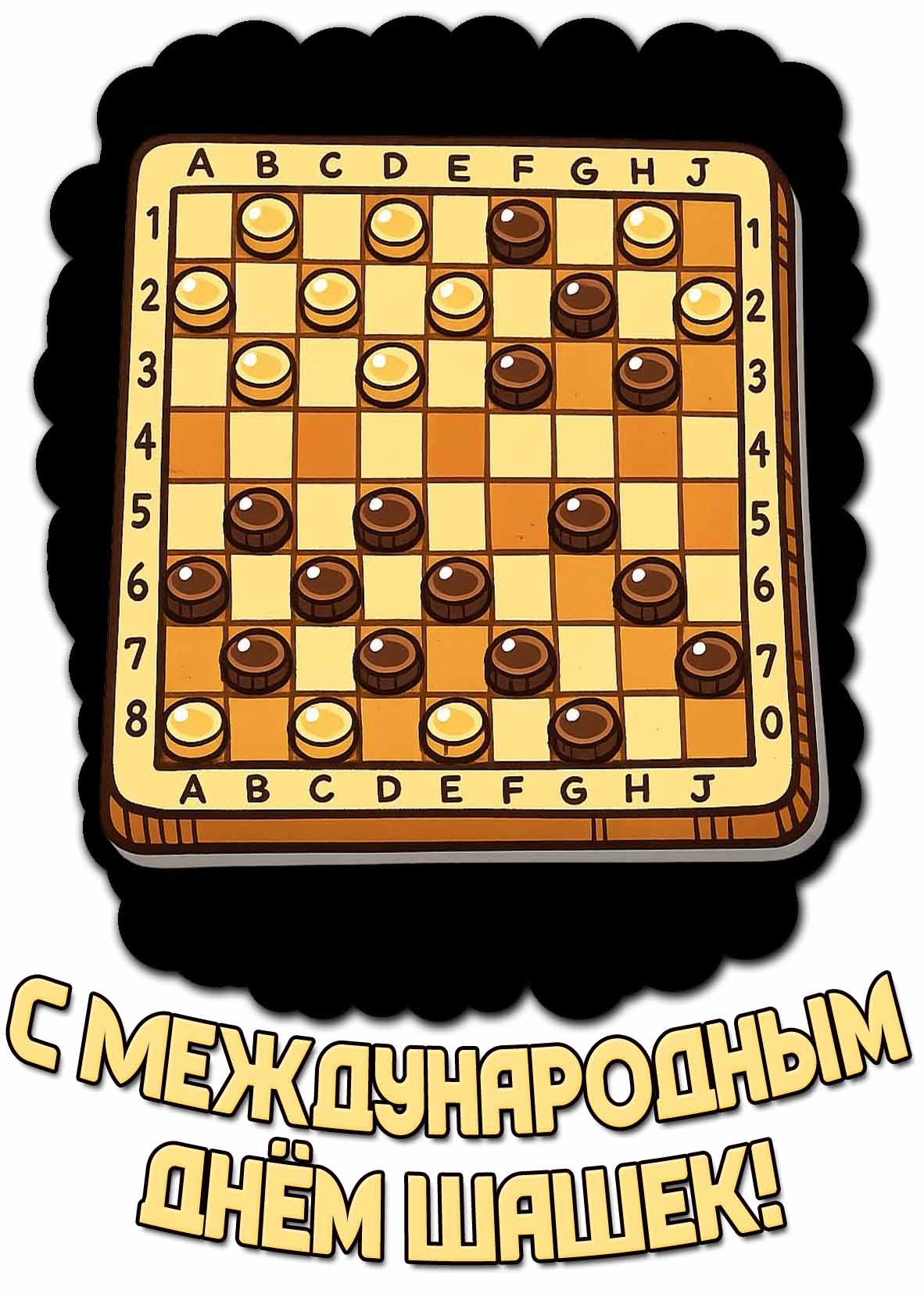 Открытка с Международным днём шашек