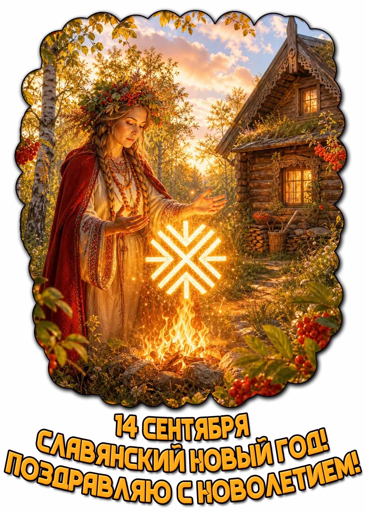 Открытка 14 сентября - Славянский Новый год! Поздравляю с Новолетием!